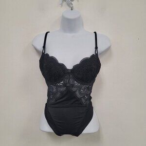 Vintage Christies‎ Womens Lace Thong Bodysuit Size 3 M Dark Romantic Italy Sexy